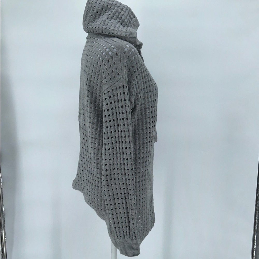 Worth New York Gray Open Knit Hoodie Sweater Cotton Cashmere Small - Picture 5 of 11